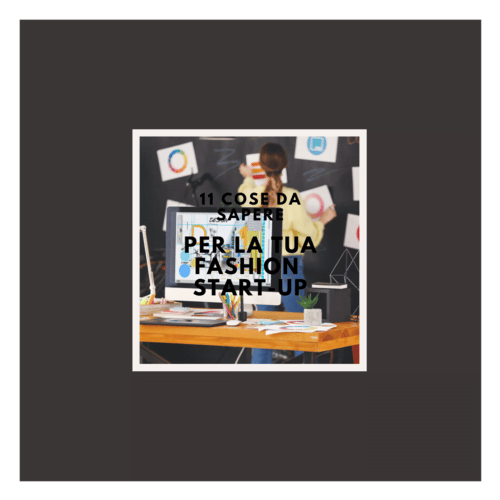 A woman is sitting at a desk with 'Perla La UA', a fashion start-up, written on it.