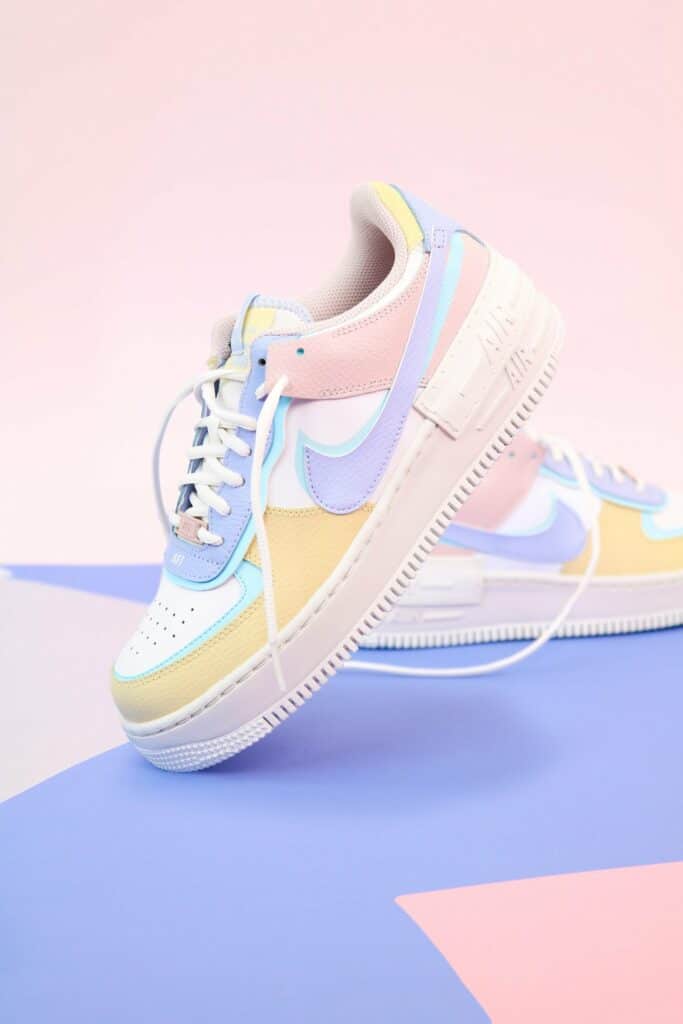 A pair of colourful trainers from the new designers.