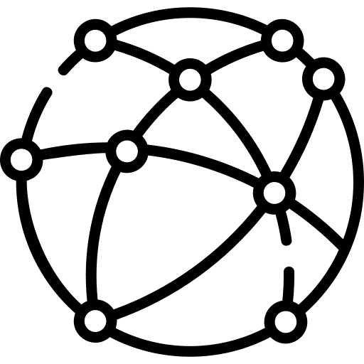 Emblema monocromo que representa una red.