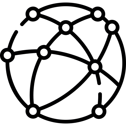 Emblema monocromo que representa una red.