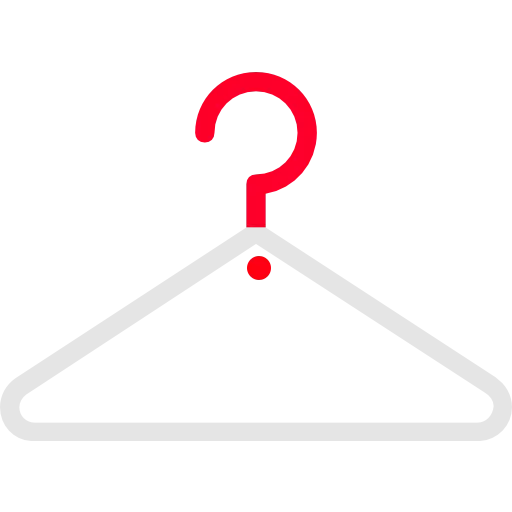 La imagen de un perchero con un signo de interrogación inspira a la gente a convertirse en diseñadores y crear una marca de moda.
