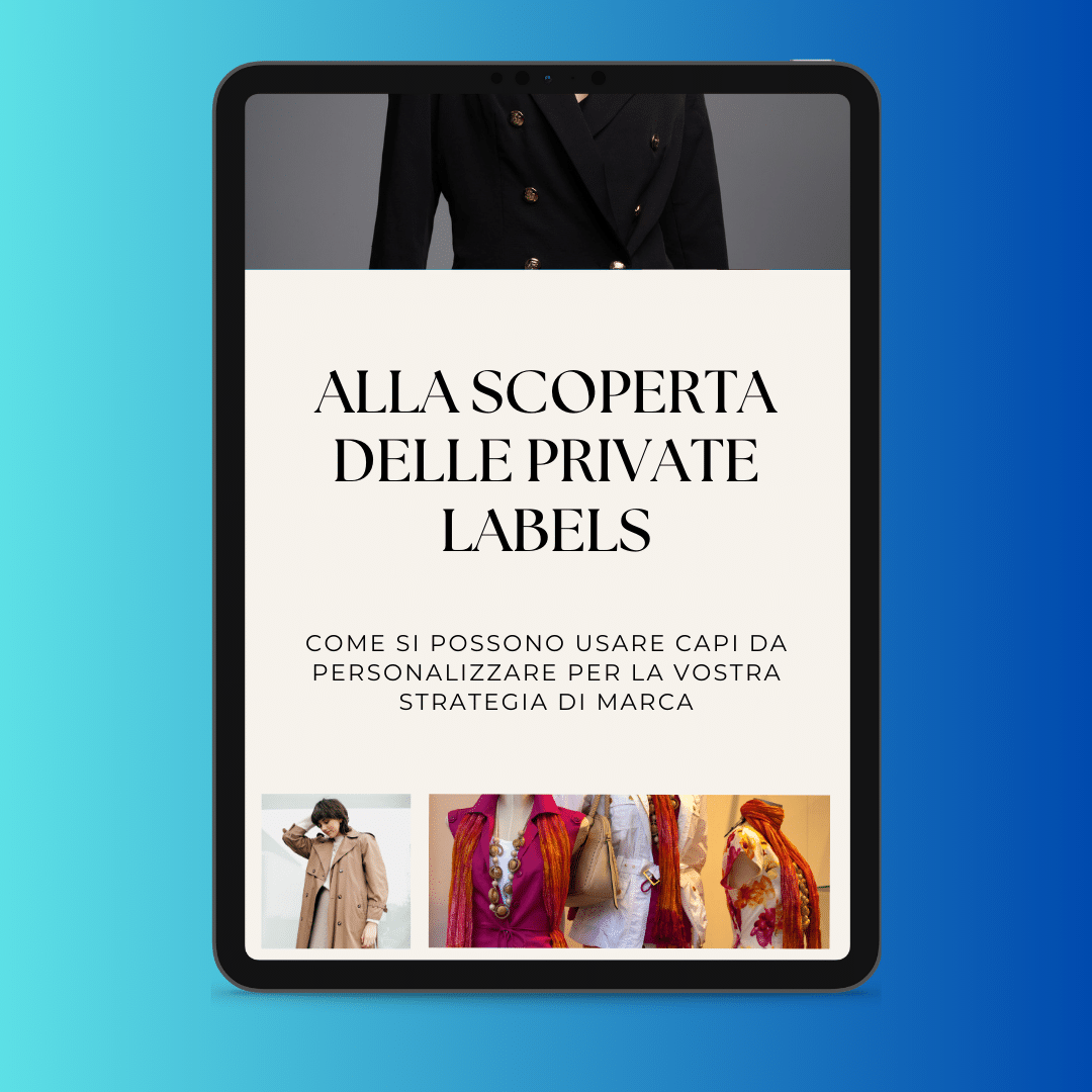 Tablet digitale che mostra una presentazione sulla scoperta delle strategie del marchio del distributore e della personalizzazione nella moda.