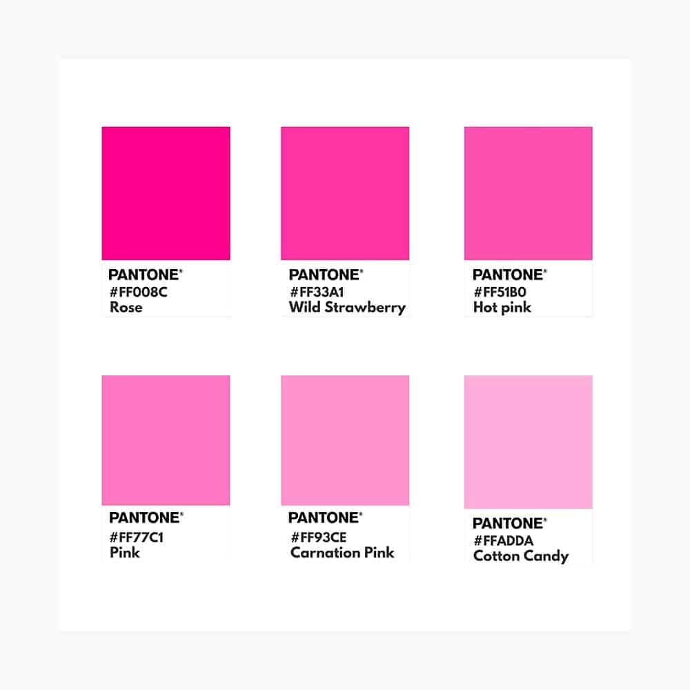 Palette de couleurs Pantone - Impression photo rose Barbie.