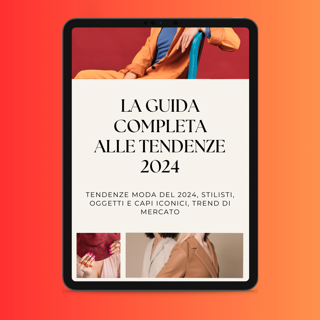 Un guide des tendances de la mode italienne en 2024 apparaîtra sur l'écran d'une tablette.