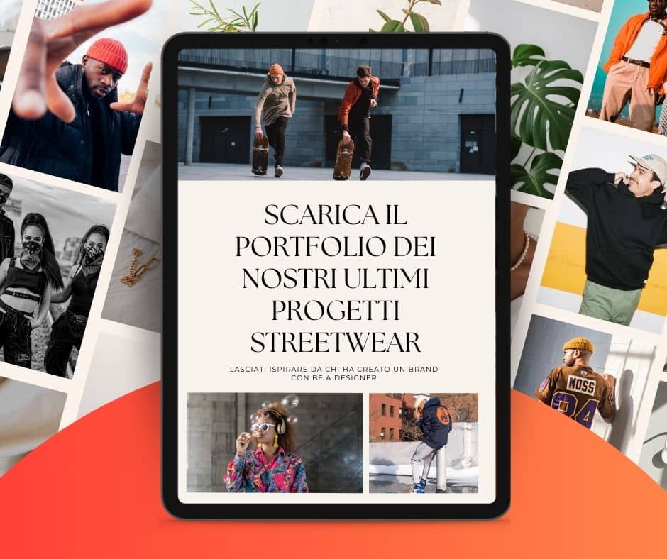 Un iPad con l'immagine di un uomo e una donna che indossano streetwear.