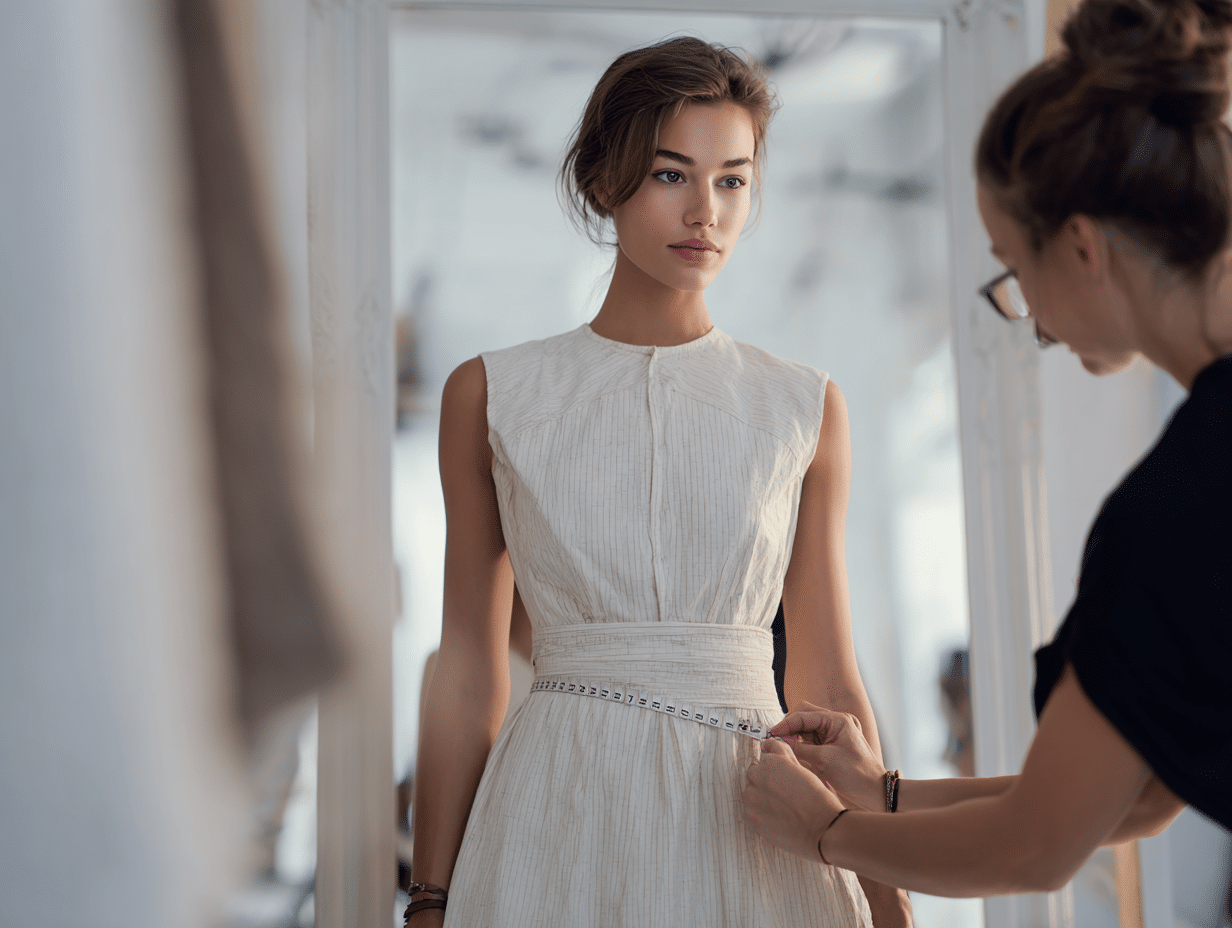 Sesión de prueba de ropa profesional