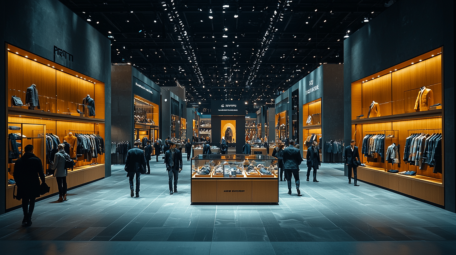 Exhibition stand of an emerging fashion brand at a trade fair such as Pitti Uomo